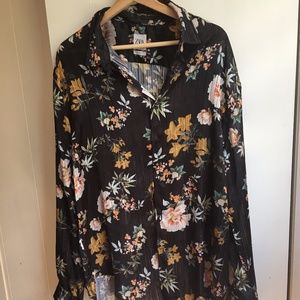 ZARA floral button down blouse size XL
